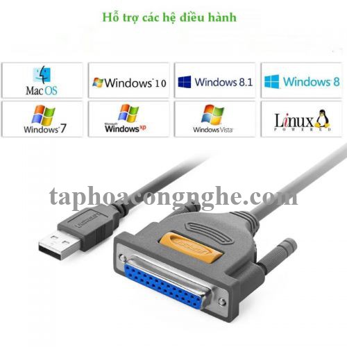 Ugreen 20795 3M màu Đen Cáp tín hiệu chuyển đổi USB 2.0 sang DB25 âm cao cấp US167 30020795